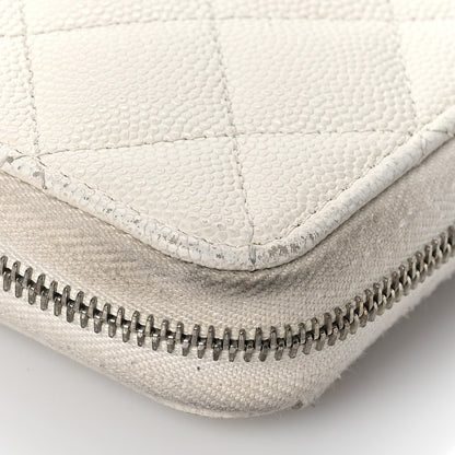 Chanel Caviar Quilted Large Gusset Zip Around Wallet White 11 of 20