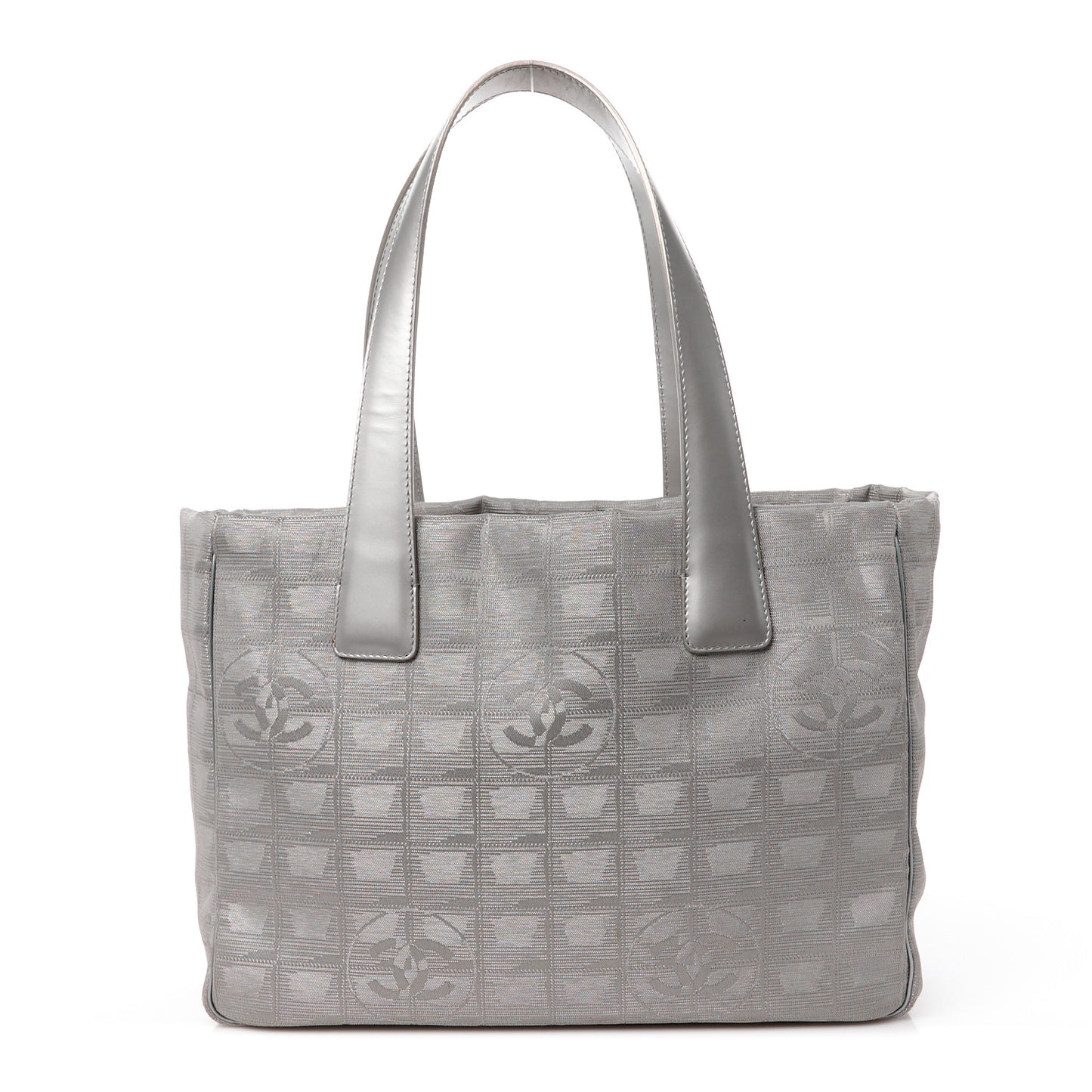Metallic Nylon Small Travel Tote Silver