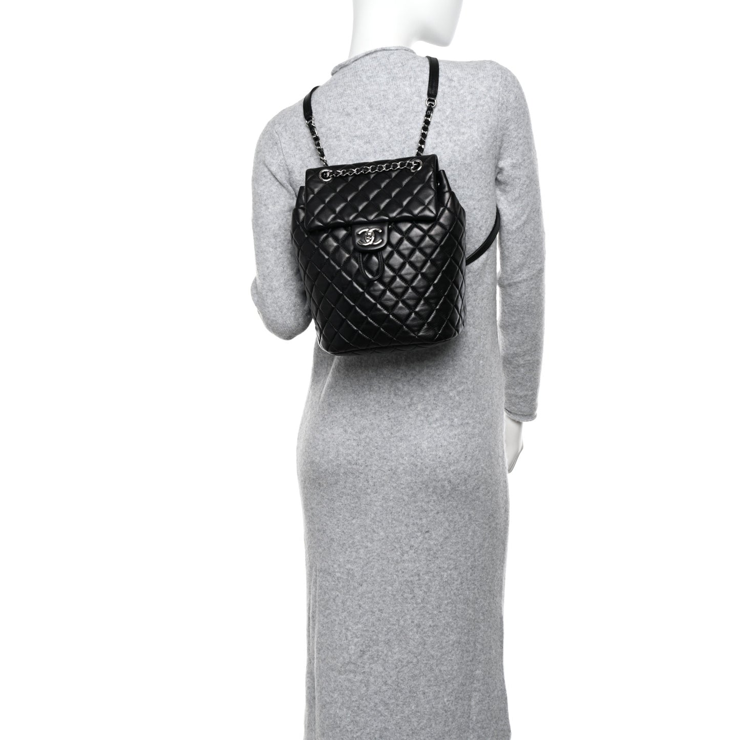 Lambskin Quilted Small Urban Spirit Backpack Black