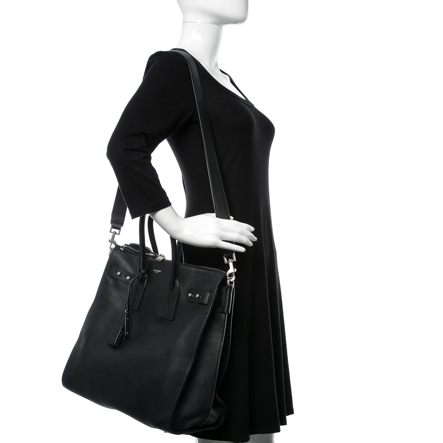 Grained Calfskin Sac De Jour Souple North South Tote Black
