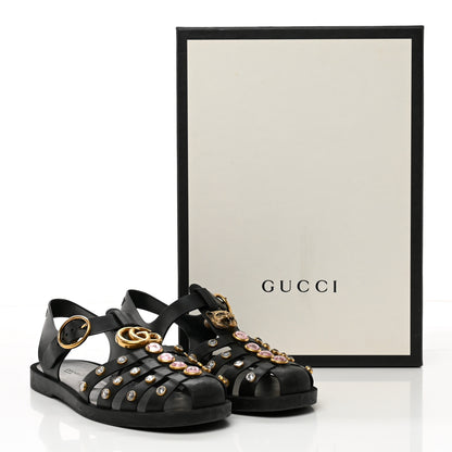 Gucci Rubber Crystal Womens Buckle Strap Sandals 37 Black 17 of 17