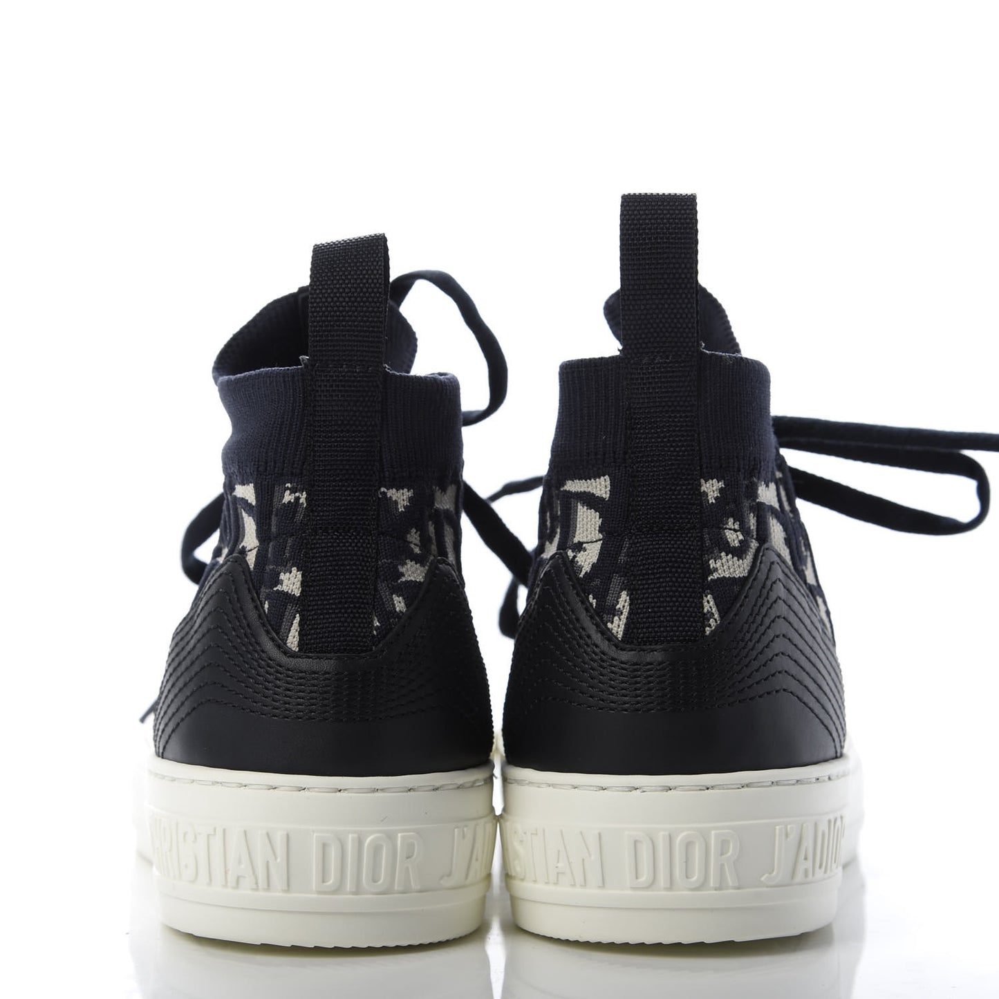 Technical Canvas Mesh Calfskin Womens Oblique Walk'n Dior High Top Sneakers 36.5 Deep Blue