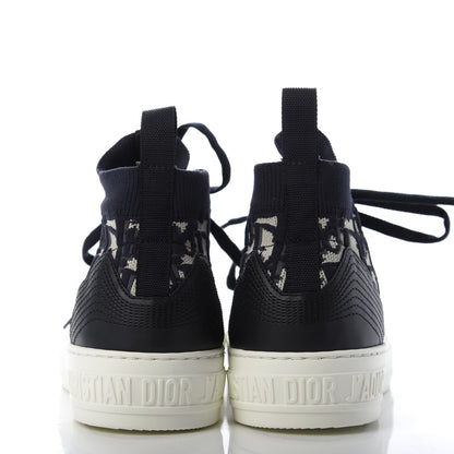 Christian Dior Technical Canvas Mesh Calfskin Womens Oblique Walk'n Dior High Top Sneakers 36.5 Deep Blue 6 of 10