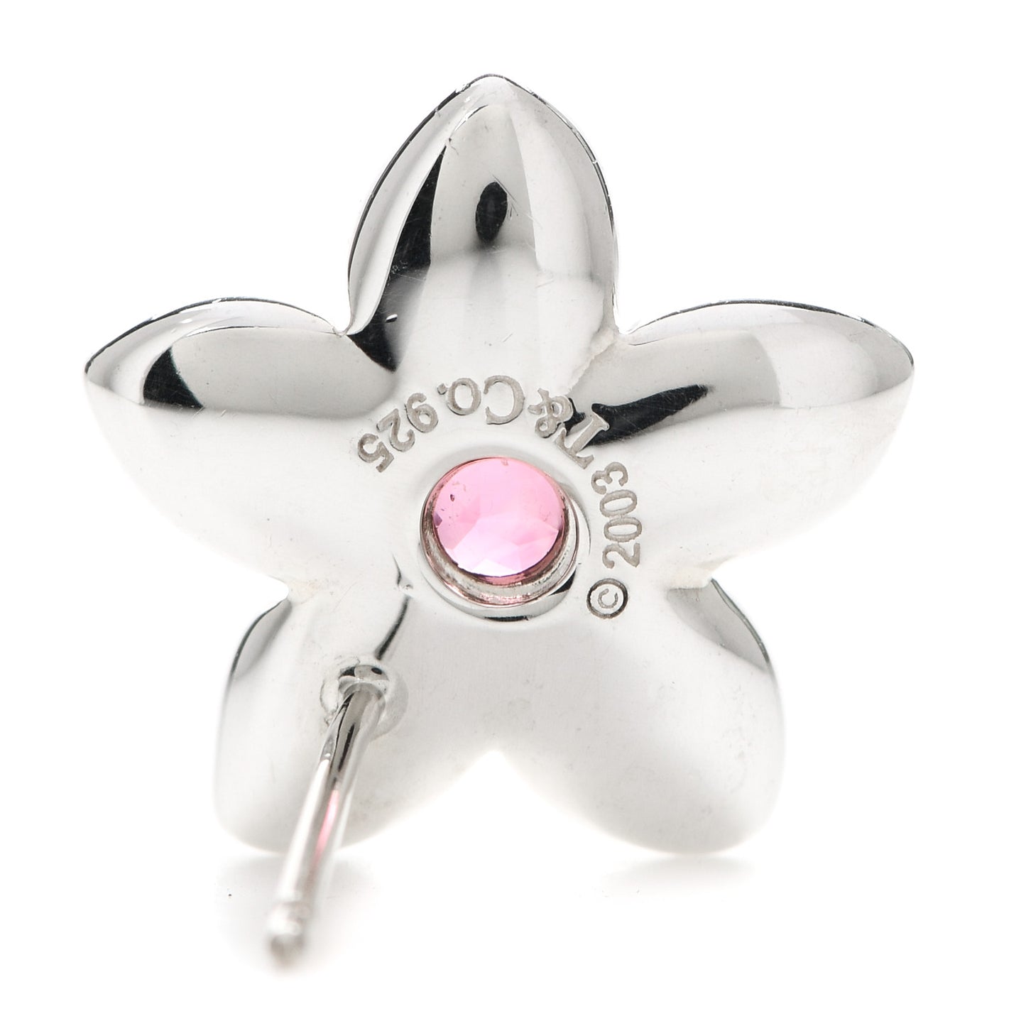 Sterling Silver Pink Tourmaline Flower Stud Earrings