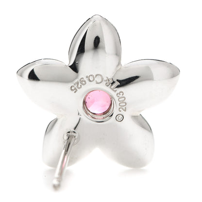 Tiffany Sterling Silver Pink Tourmaline Flower Stud Earrings 4 of 4