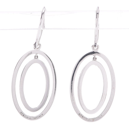 Tiffany 18K White Gold Diamond Metro Oval Drop Earrings 3 of 4