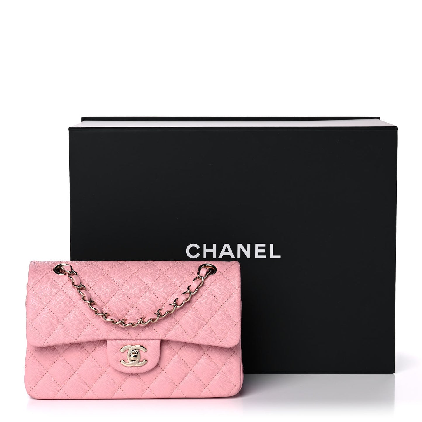 Caviar Quilted Small Double Flap Pink