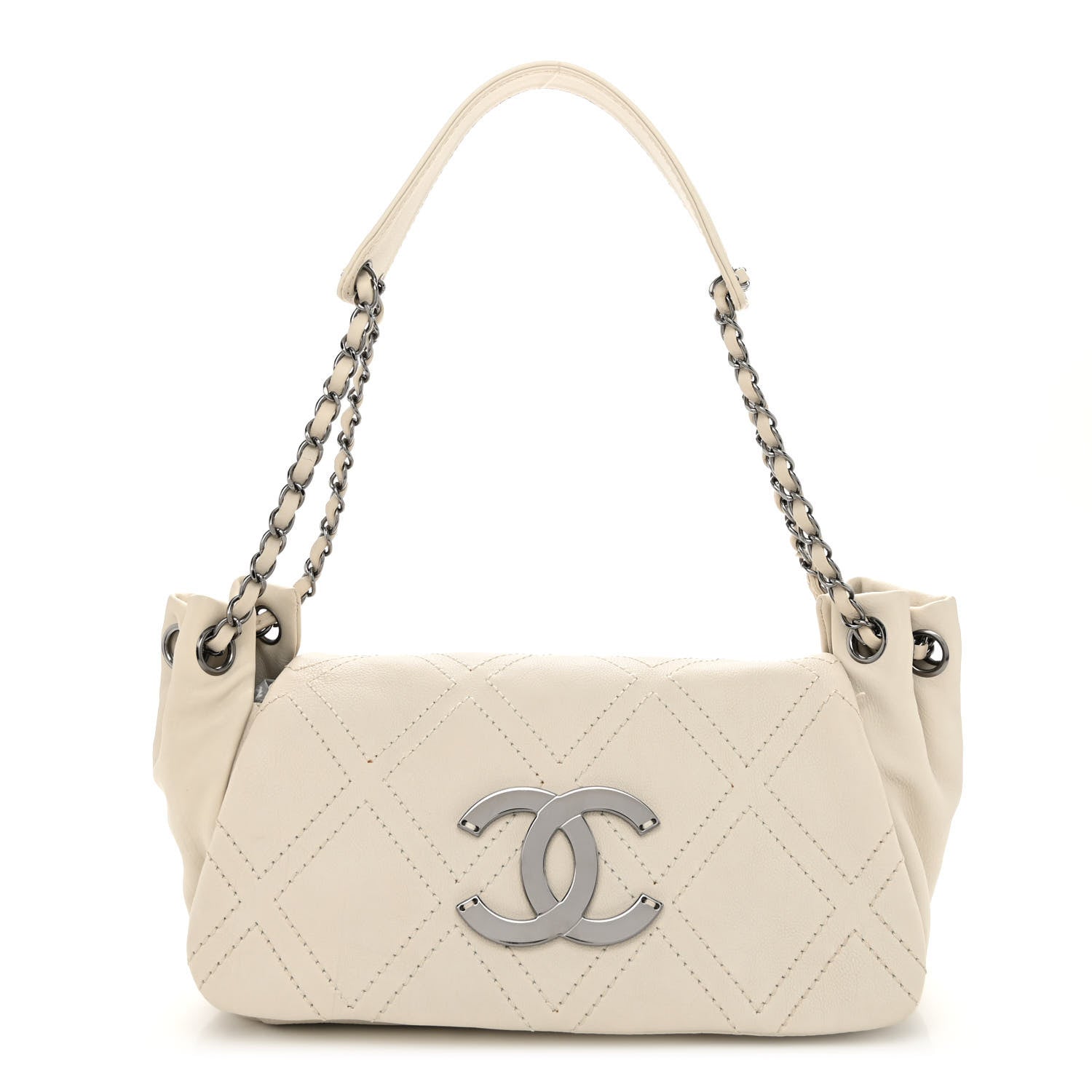 Chanel Calfskin Diamond Stitch Accordion Flap White 1 of 13