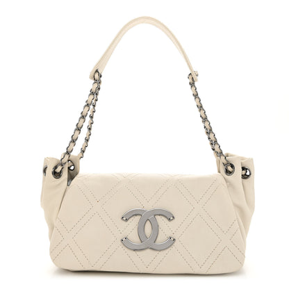 Chanel Calfskin Diamond Stitch Accordion Flap White 1 of 13