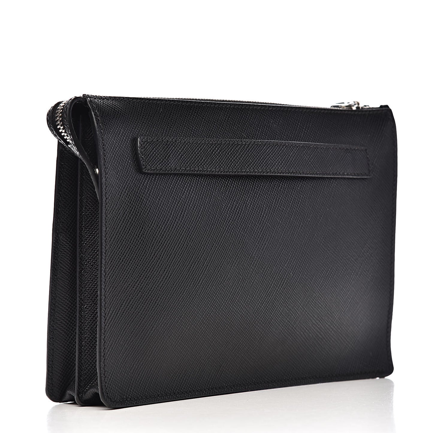Saffiano Cuir Clutch Wristlet Bag Black