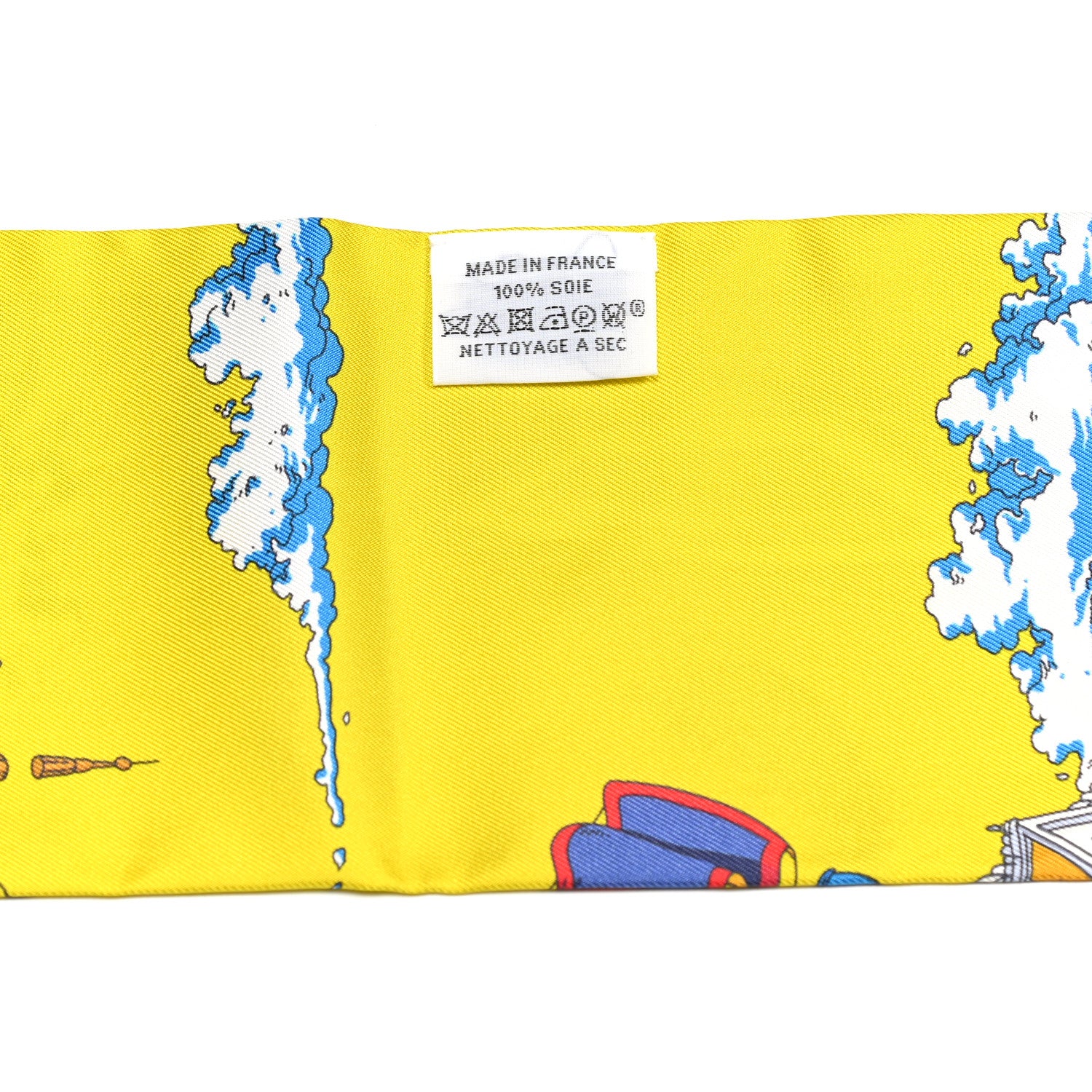 Hermes Silk Le Grand Prix du Faubourg Maxi Twilly Slim Gold Bleu Rouge 4 of 5