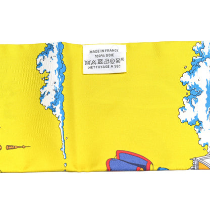 Hermes Silk Le Grand Prix du Faubourg Maxi Twilly Slim Gold Bleu Rouge 4 of 5