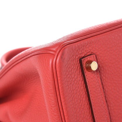 Hermes Taurillon Clemence Birkin 35 Rouge Pivoine 7 of 37