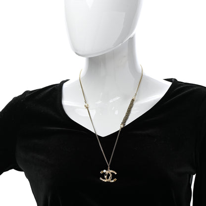 Chanel Pearl Crystal CC Bead Necklace Gold 2 of 7
