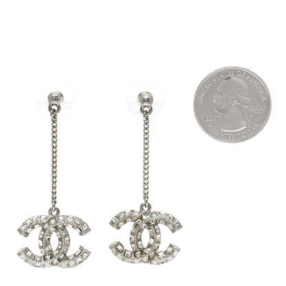 Chanel Baguette Crystal CC Drop Earrings Silver 2 of 5