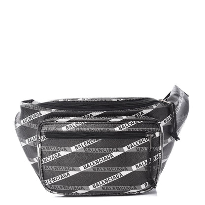 Balenciaga Coated Canvas Losange Monogram Explorer Belt Bag Black Grey 1 of 10