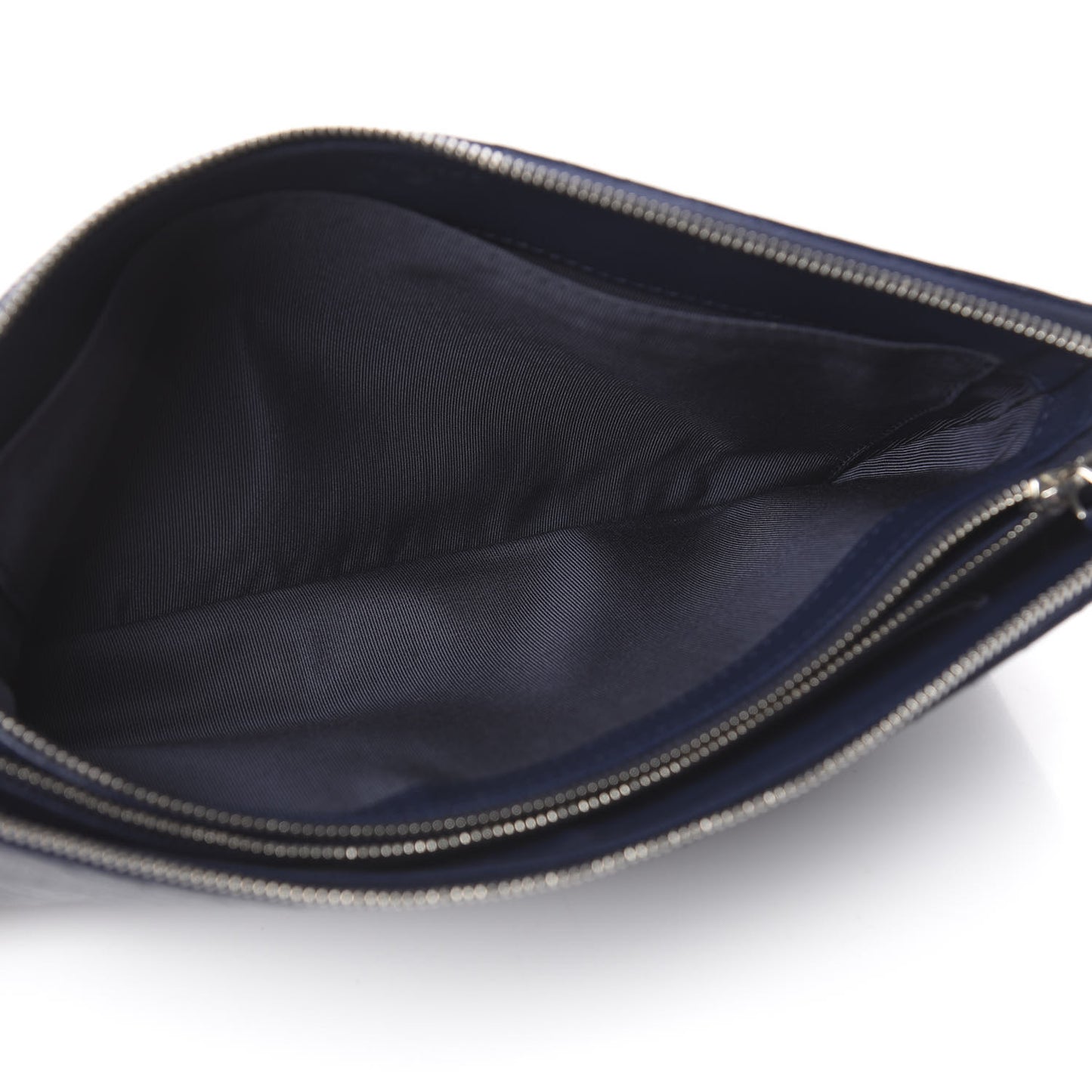 Caviar Chevron Quilted Large Zipped Clutch Navy