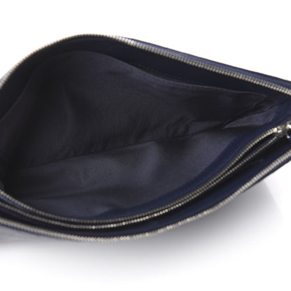 Chanel Caviar Chevron Quilted Large Zipped Clutch Navy 6 of 11