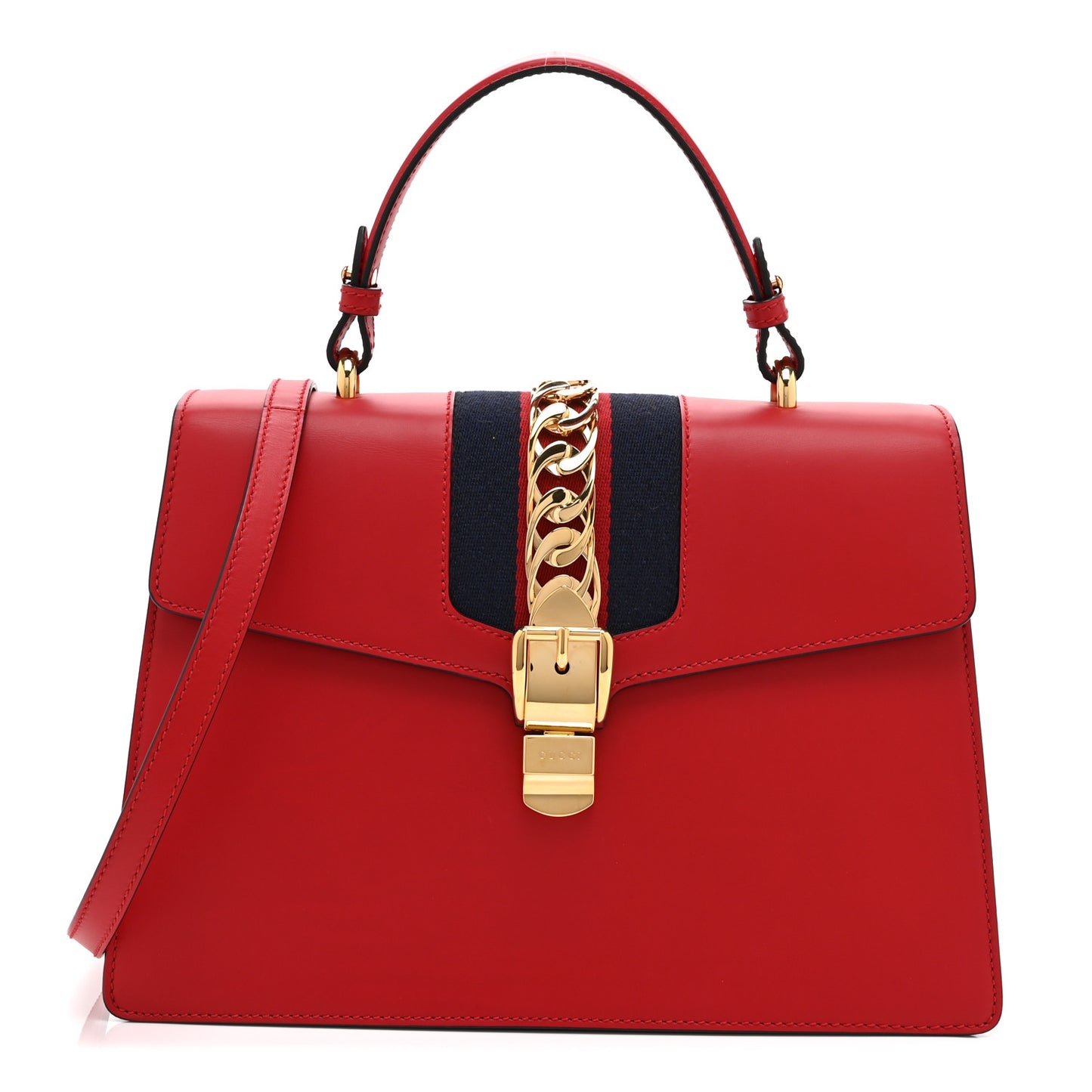 Calfskin Medium Sylvie Top Handle Bag Hibiscus Red