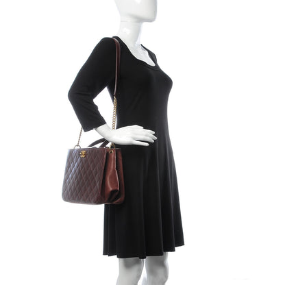 Chanel Glazed Iridescent Calfskin Quilted Tote Burgundy 2 of 11