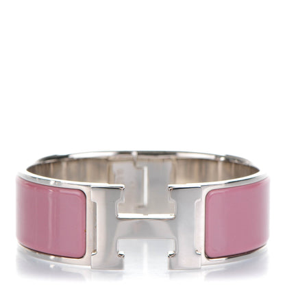 Hermes Enamel Wide Clic Clac H Bracelet Bois De Rose 1 of 5