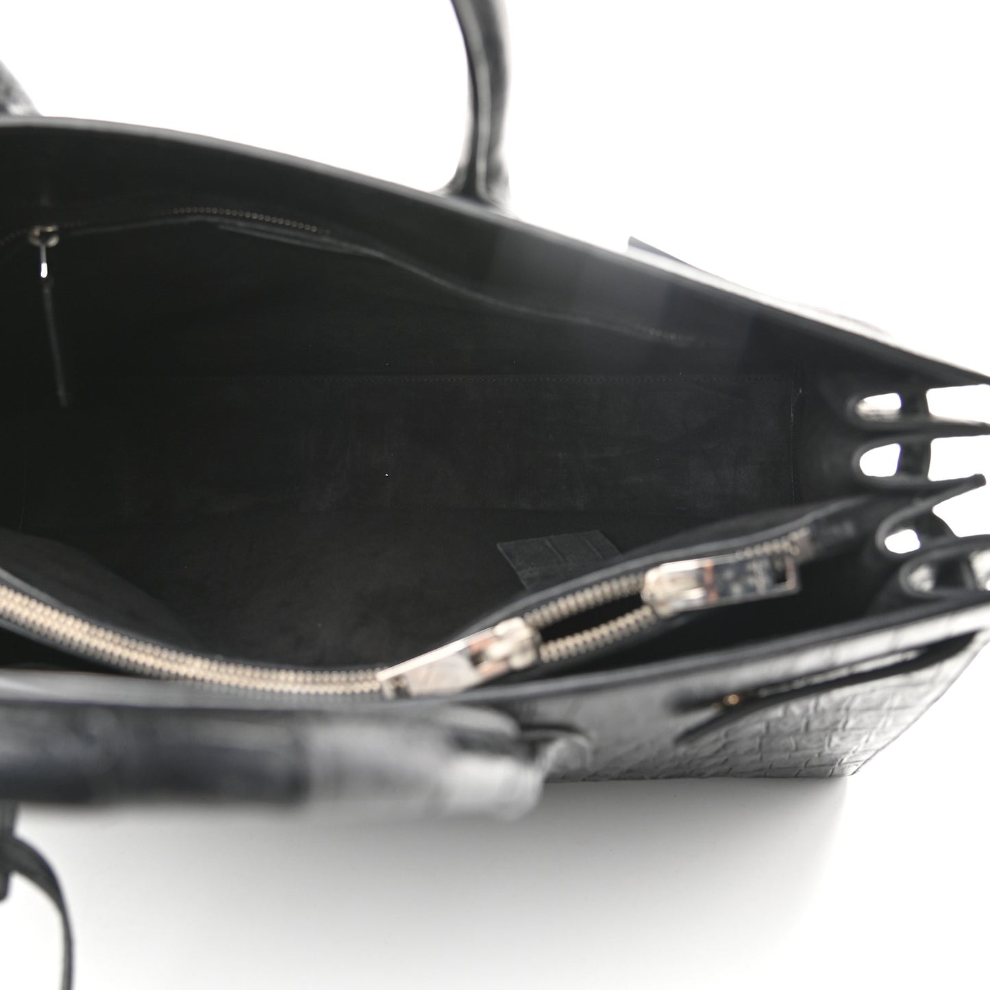 Calfskin Crocodile Embossed Large Sac De Jour Carryall Black