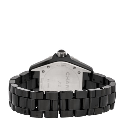 Chanel Stainless Steel Ceramic Diamond 38mm J12 Automatic Watch Black 3 of 4