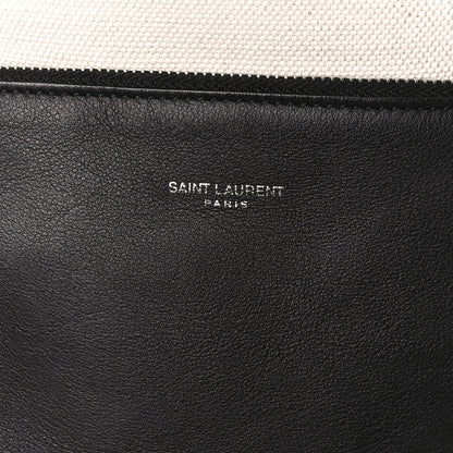 Saint Laurent Linen Calfskin Rive Gauche Bucket Bag Greggio Natural 9 of 15
