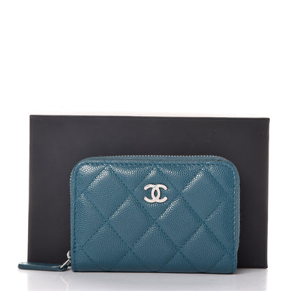 Chanel Caviar Quilted Zip Coin Purse Dark Turquoise 8 of 8