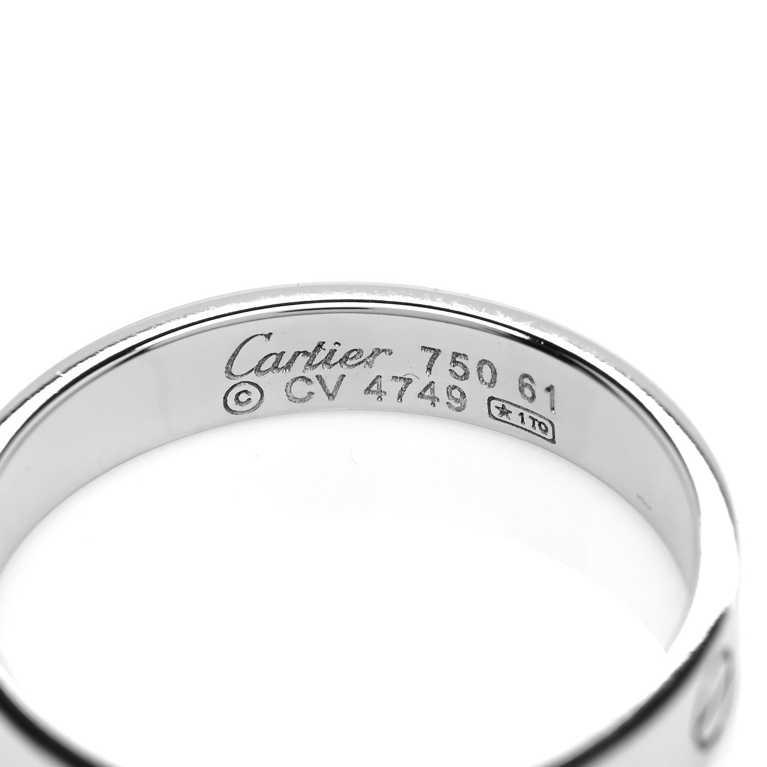 Cartier 18K White Gold 4mm LOVE Wedding Band Ring 61 9.5 4 of 5