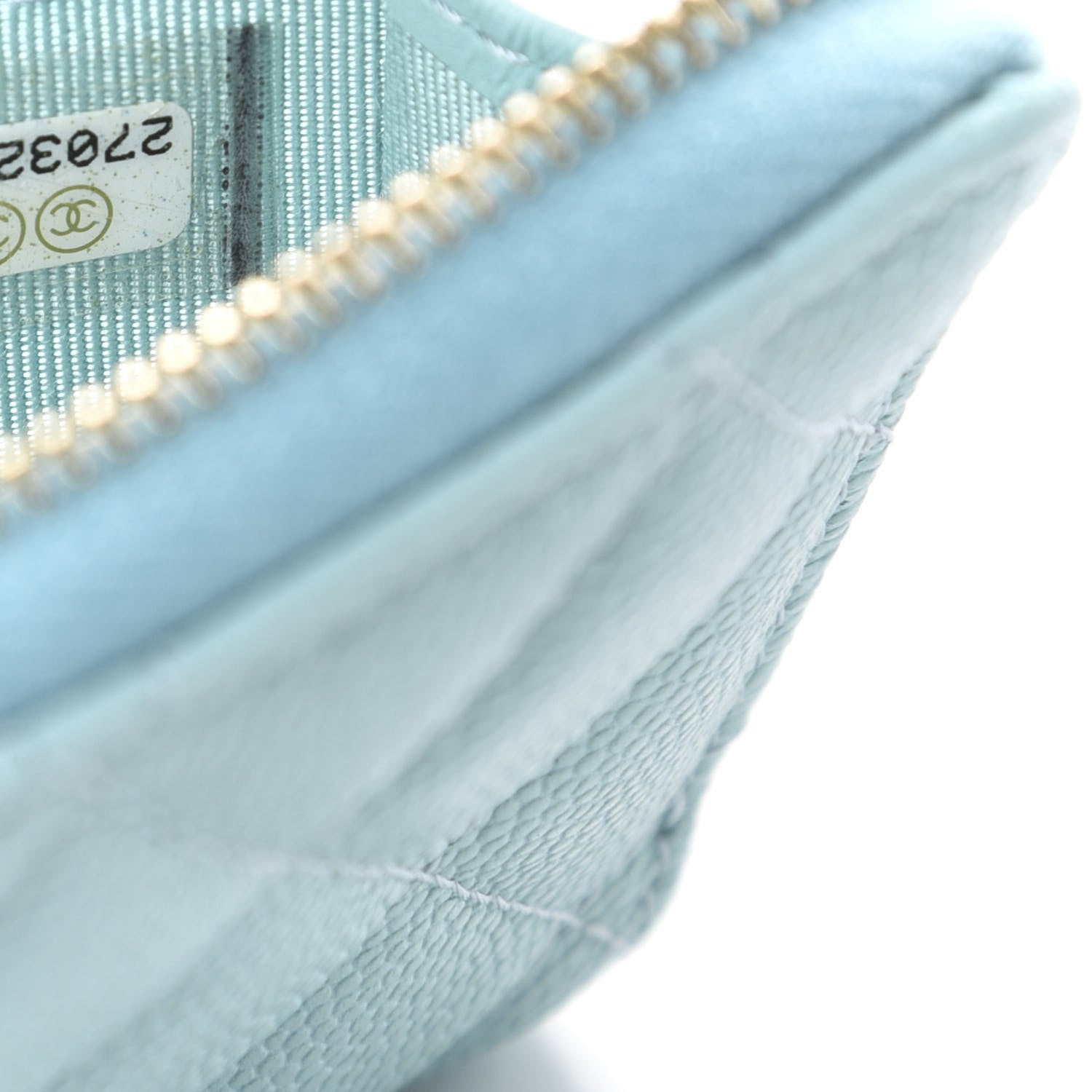 Chanel Caviar Quilted Zip Coin Purse Light Blue 7 of 8