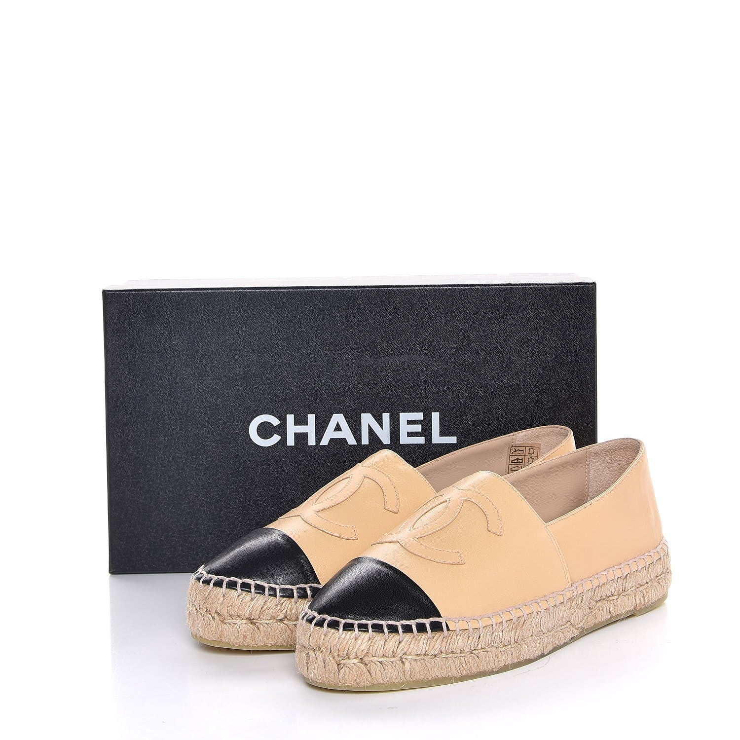 Chanel Lambskin CC Espadrilles 38 Beige Black 8 of 8