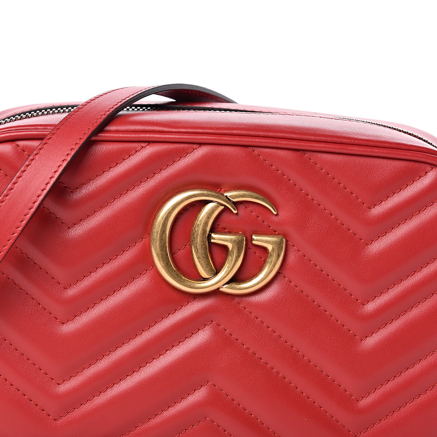 Gucci Calfskin Matelasse Small GG Marmont Chain Shoulder Bag Hibiscus Red 9 of 11