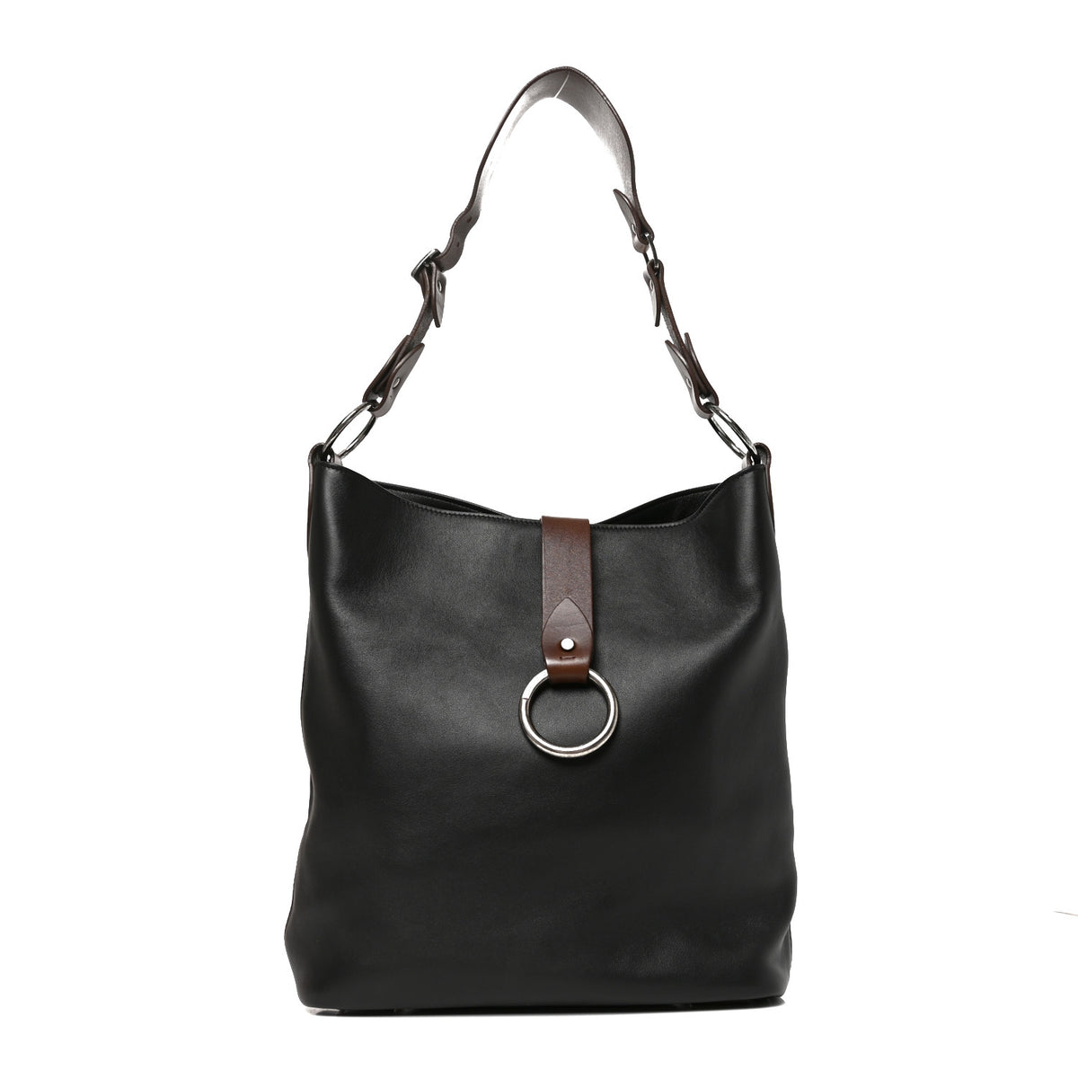 Saint Laurent Calfskin Ring Tote Black Brown 1 of 11