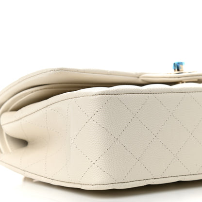 Chanel Caviar Quilted Medium Double Flap White 8 of 11