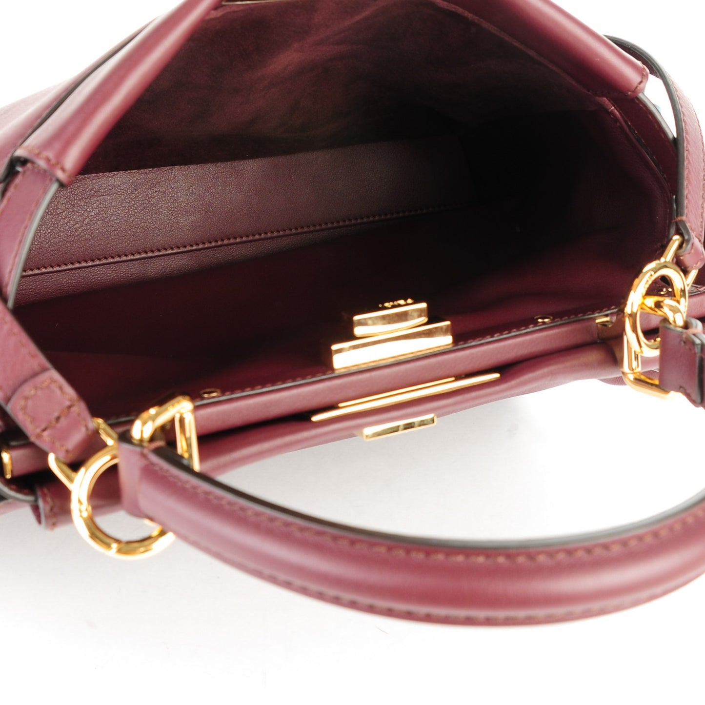 Vitello Seta Waves Bi-Color Medium Peekaboo Iconic Satchel Bordeaux Latte