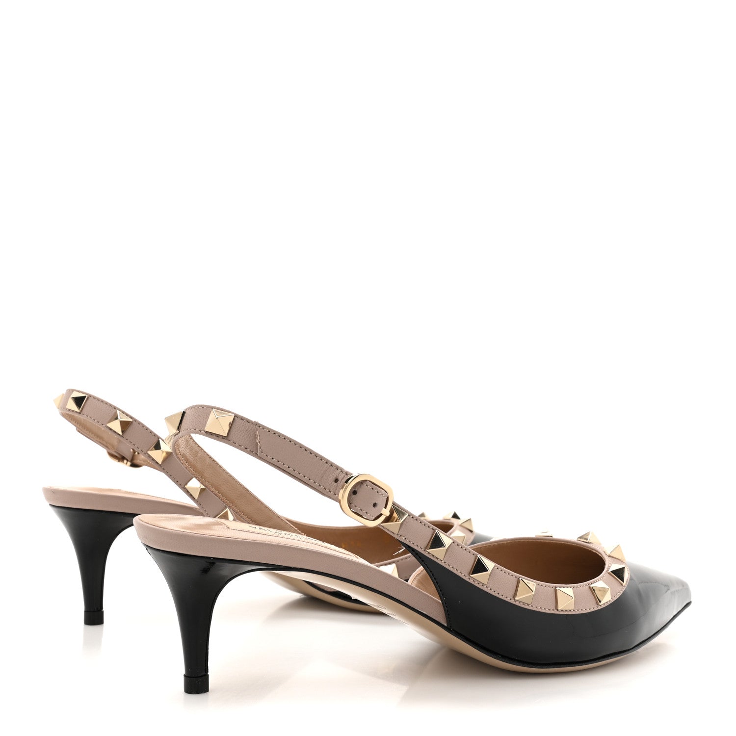 Valentino Garavani Patent Nappa Rockstud Half D'Orsay Slingback 50mm Pumps 38.5 Black Poudre 5 of 12