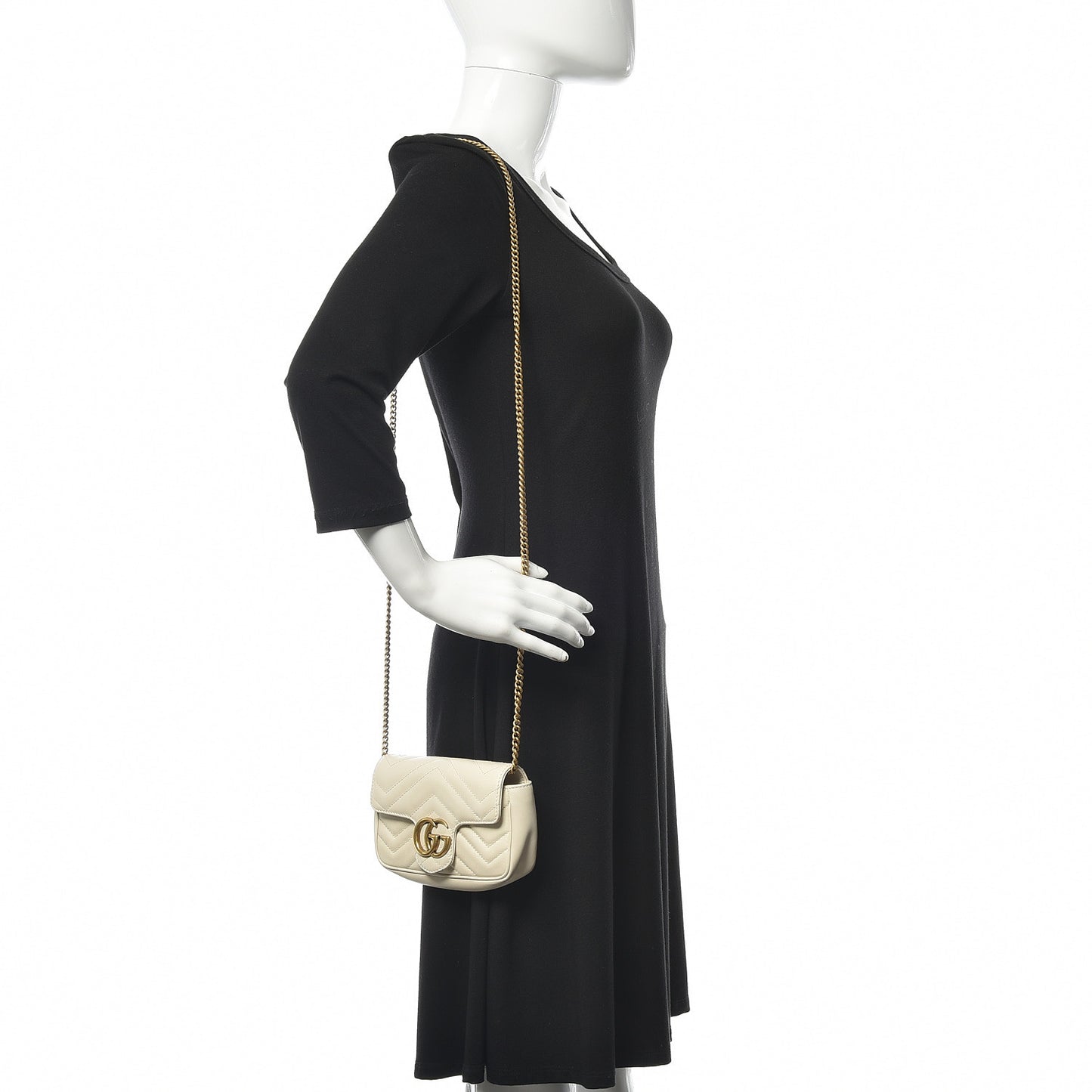 Calfskin Matelasse Super Mini GG Marmont Shoulder Bag White