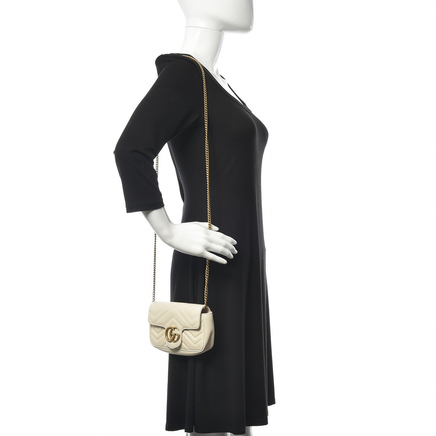 Gucci Calfskin Matelasse Super Mini GG Marmont Shoulder Bag White 2 of 14