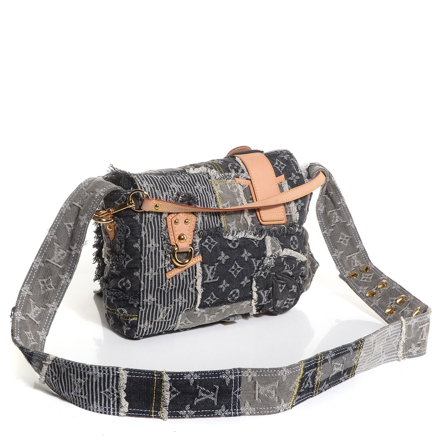 Louis Vuitton Denim Patchwork Posty Messenger Bag Gris 4 of 20