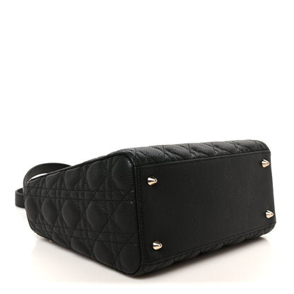 Christian Dior Grained Calfskin Cannage Medium Lady Dior Black 4 of 11