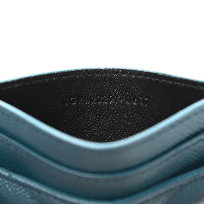 Saint Laurent Grain De Poudre Matelasse Chevron Monogram Credit Card Case Peacock Green 7 of 8