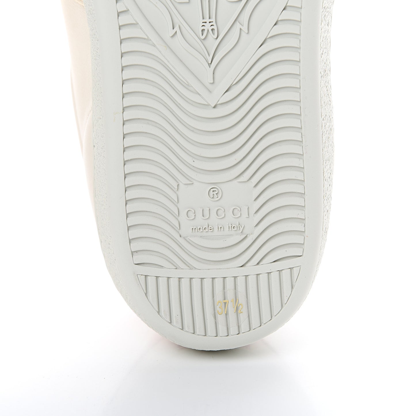 Calfskin Stripe Womens New Ace Sneakers 37.5 New Mystic White Ecru Red Flame