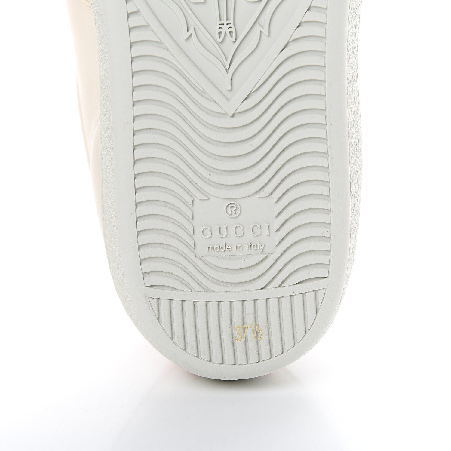Gucci Calfskin Stripe Womens New Ace Sneakers 37.5 New Mystic White Ecru Red Flame 6 of 8