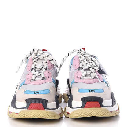 Balenciaga Fabric Mesh Womens Triple S Sneakers 36 White Blue Pink 2 of 10