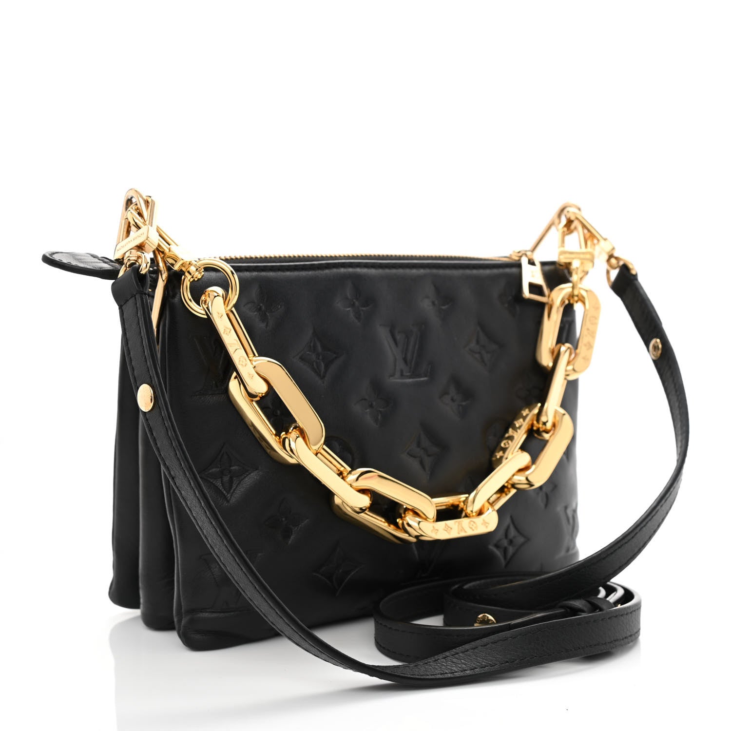 Louis Vuitton Lambskin Embossed Monogram Coussin BB Black 3 of 14