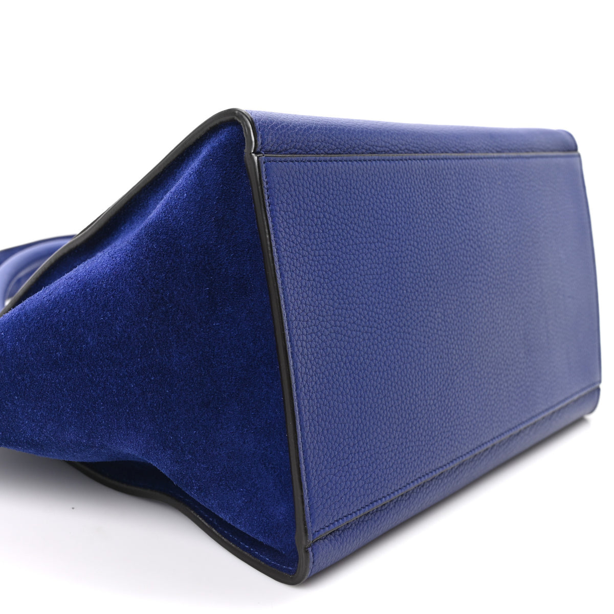 Drummed Calfskin Suede Small Trapeze Indigo