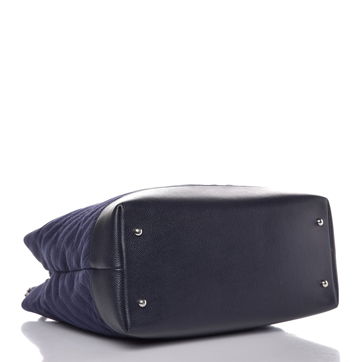 Canvas Caviar Chevron Shopper Tote Navy Blue