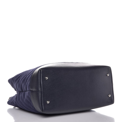 Chanel Canvas Caviar Chevron Shopper Tote Navy Blue 4 of 7