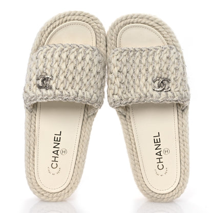 Chanel Braided Knit CC Mules 40 Ecru 2 of 12